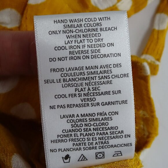 Almost Famous Yellow Gold Polka Dot Off-Shoulder Crop Top Blouse Women Size L - Picture 6 of 6